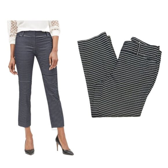 LOFT Julie “The Riviera Pant” in Dark Navy & White Pinstripe in Size 4 - Picture 1 of 16